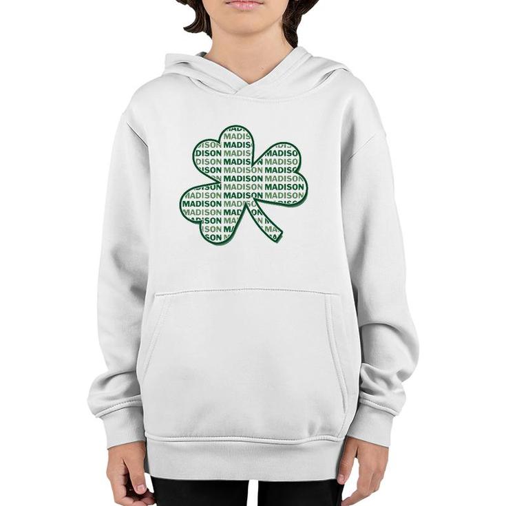 Madison Wisconsin St Patrick's Day Shamrock Clover Youth Hoodie