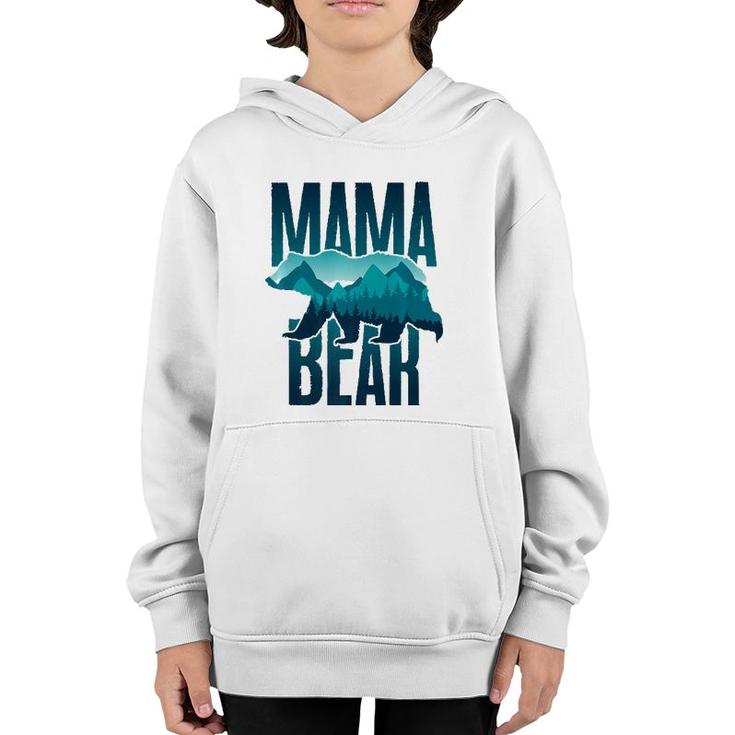 Mama Bear With Mountain And Forest Silhouette Youth Hoodie