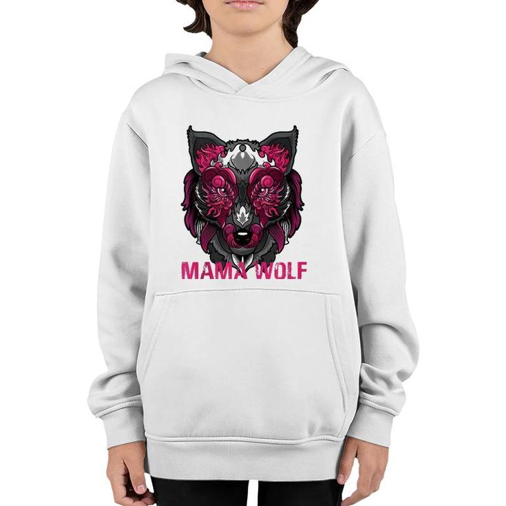 Mama Wolf Pink Mother's Day Gift Youth Hoodie