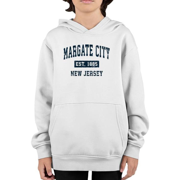 Margate City New Jersey Nj Vintage Sports Design Navy Print  Youth Hoodie