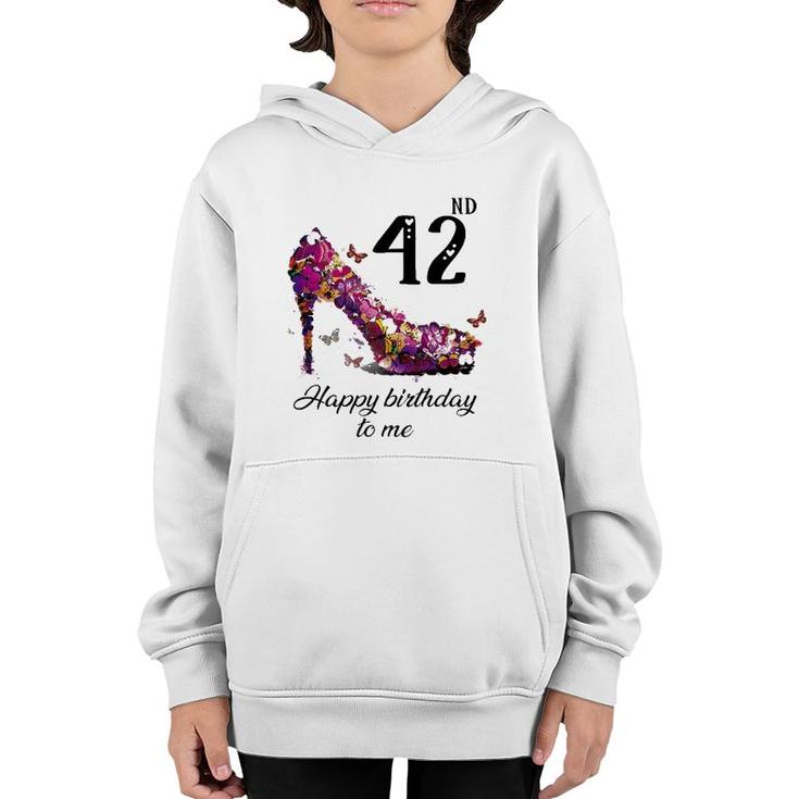 Mb 42Nd Birthday Butterfly Shoe Happy Birthday To Me Youth Hoodie