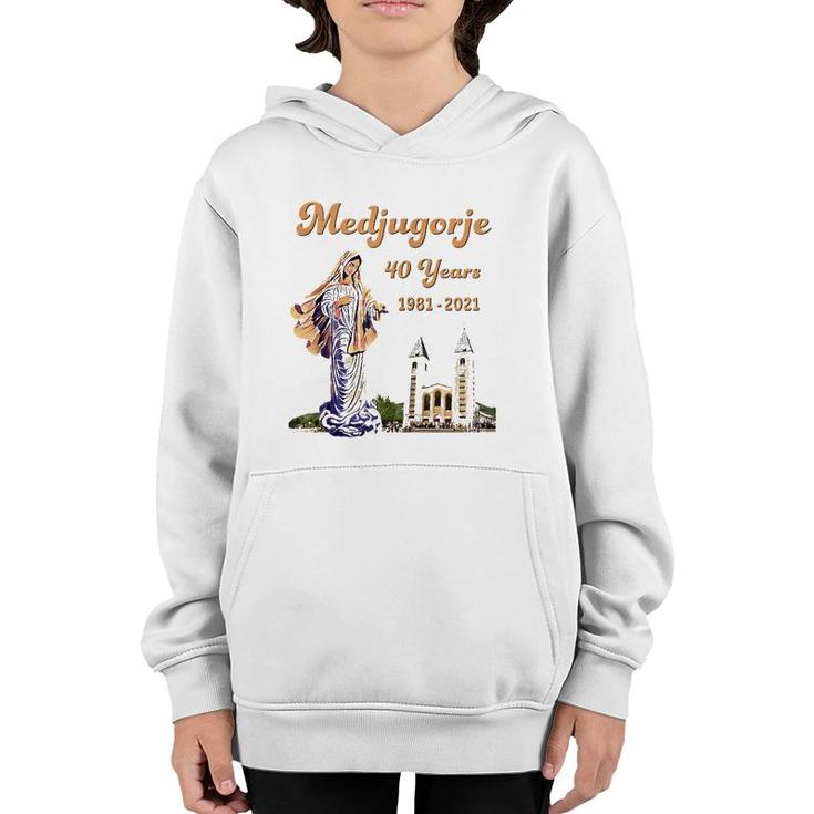 Medjugorje 40 Years Statue Of Our Lady Queen Of Peace Zip Youth Hoodie