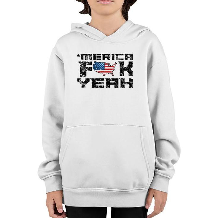 Merica Fck Yeah - 4Th Of July Usa Funny Youth Hoodie