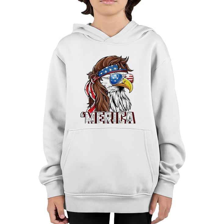 Merica Usa American Flag Patriotic 4Th Of July Bald Eagle Youth Hoodie