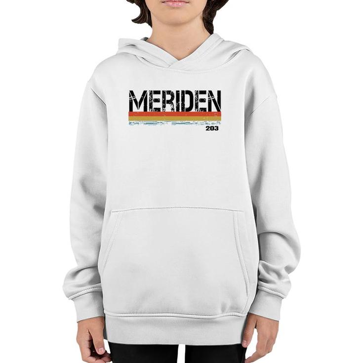 Meridan Conn Area Code 203 Vintage Stripes Gift & Sovenir Youth Hoodie