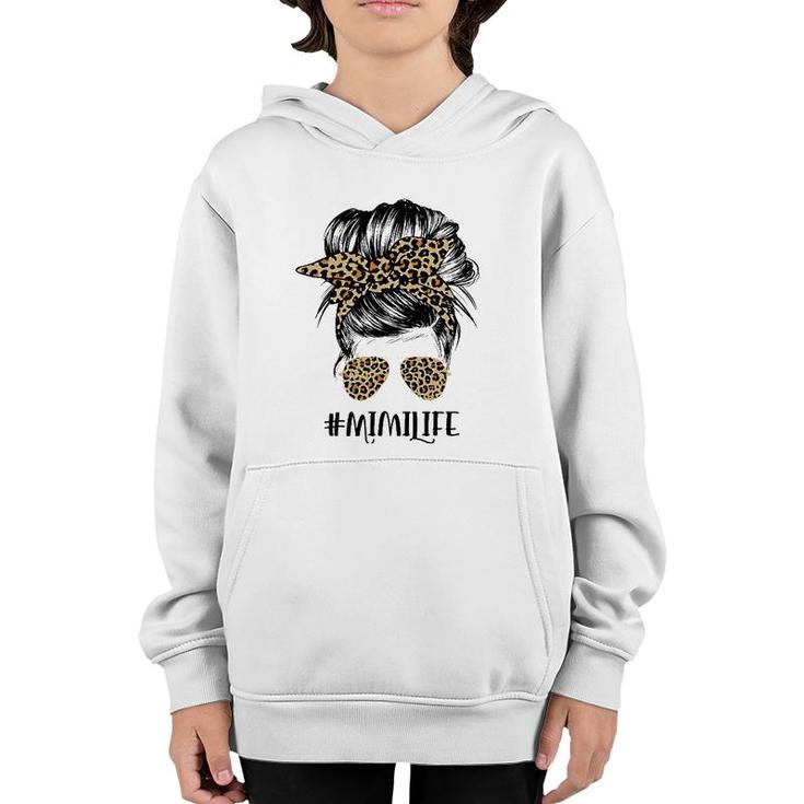 Mimi Life Messy Hair Bun Leopard Women Mother's Day Funny Youth Hoodie