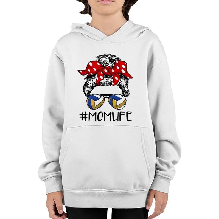 Mom Life Volleyball Messy Bun For Mother's Day Youth Hoodie