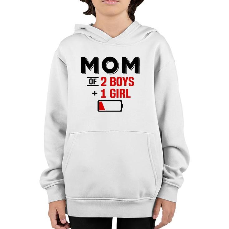 Mom Of 2 Boys 1 Girl  Son Mothers Day Birthday Youth Hoodie
