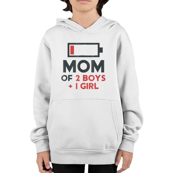 Mom Of 2 Boys 1 Girl  Son Mothers Day Gift Birthday Youth Hoodie