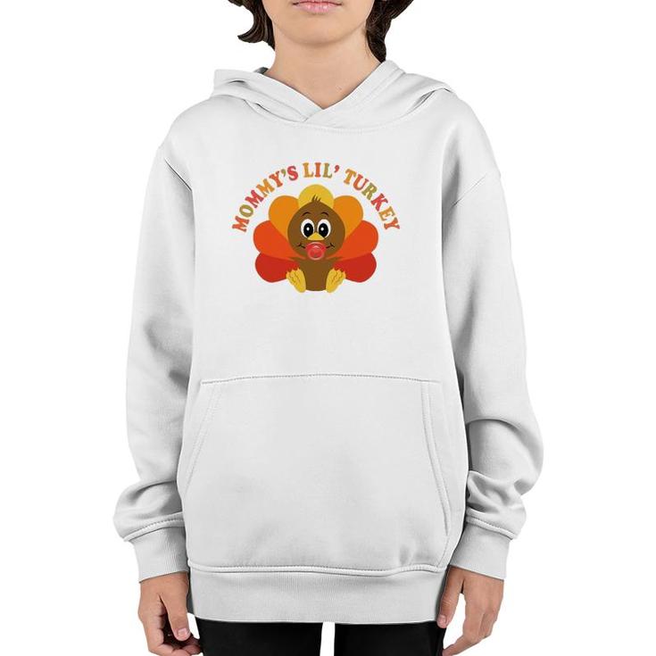 Mommy's Little Turkey Mom To Be Thanksgiving Youth Hoodie