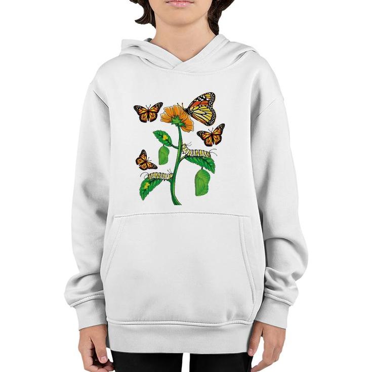 Monarch Butterfly Lover Life Cycle Metamorphosis Caterpillar Youth Hoodie