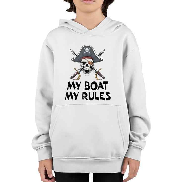 My Boat My Rules Pirate Novelty Halloween  Youth Hoodie