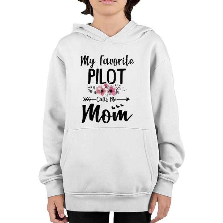 My Favorite Pilot Calls Me Mom Flowers Mother's Day Gift Youth Hoodie