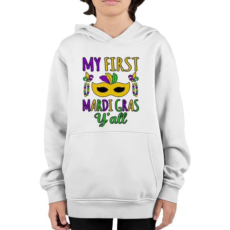 My First Mardi Gras Y'all Mardi Gras Party Holiday Graphic Youth Hoodie