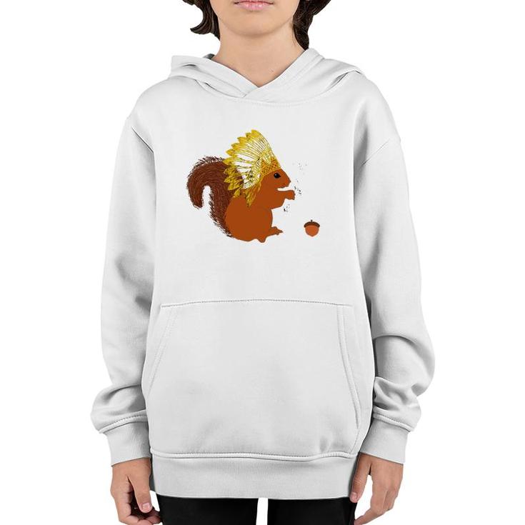 Native American Squirrel Indian Chief Pride Rodent Headdress Youth Hoodie
