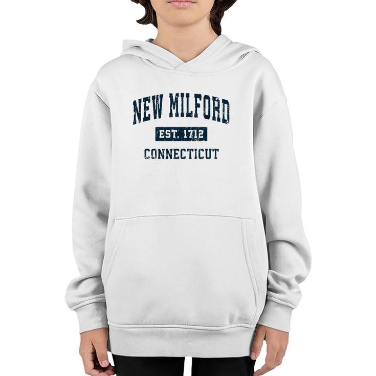 New Milford Connecticut Ct Vintage Sports Design Navy Print Youth Hoodie