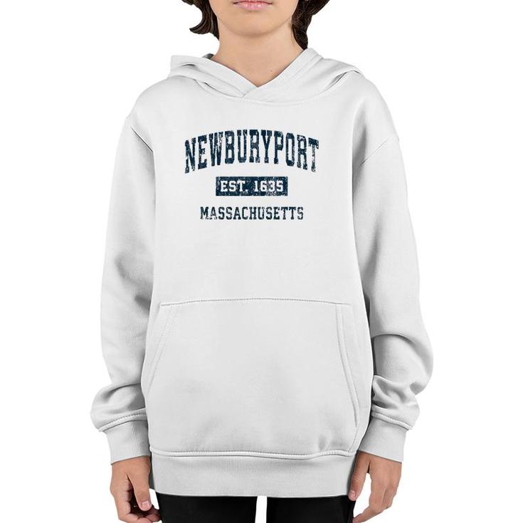 Newburyport Massachusetts Ma Vintage Sports Design Navy Youth Hoodie
