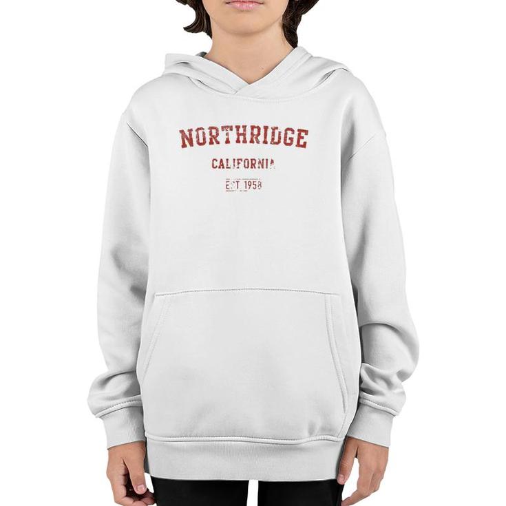 Northridge California Distressed Text Sport Style Youth Hoodie