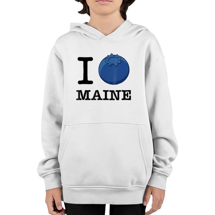 Official I Love Maine , Blueberry Design Tee Youth Hoodie