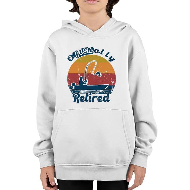Ofishally Retired 2021 Vintage Funny Retirement Fishing Youth Hoodie
