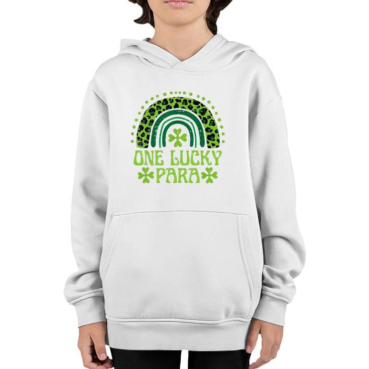One Lucky Para Funny Family St Patrick's Day Rainbow Leopard Paraprofessional Gift Youth Hoodie