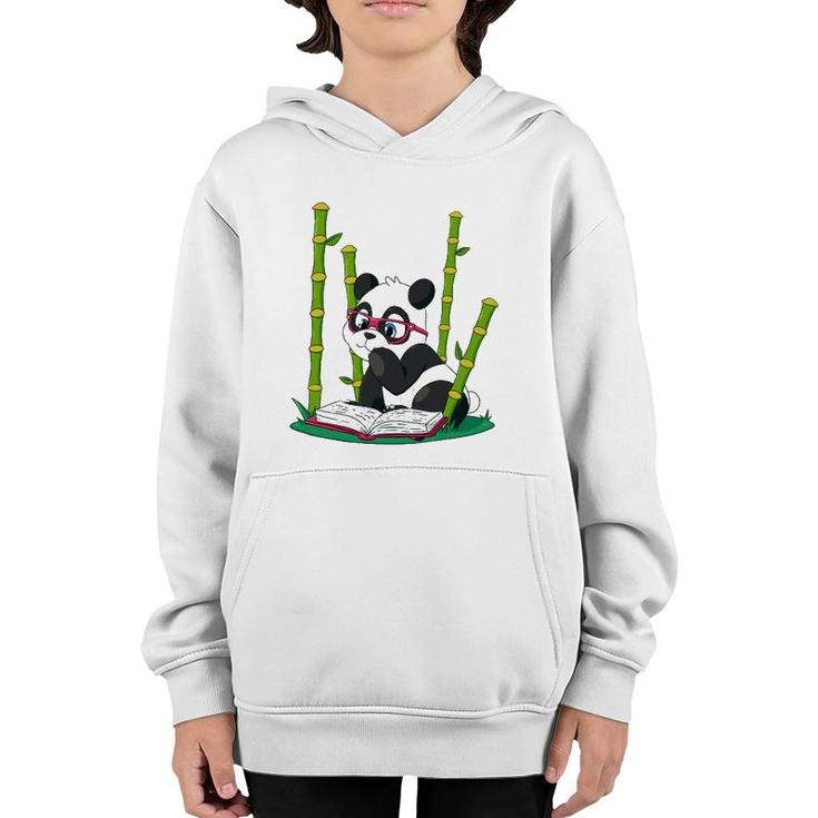 Panda Bear Book Worm Nerd Reading Bamboo Jungle Gift Youth Hoodie
