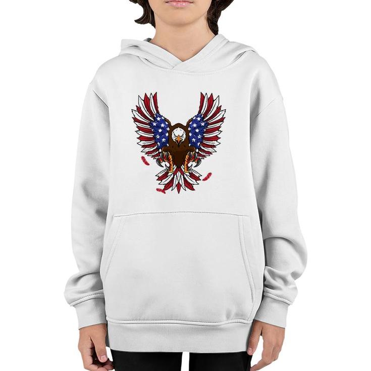 Patriotic July 4Th Usa Eagle Lovers American Flag Eagle Youth Hoodie