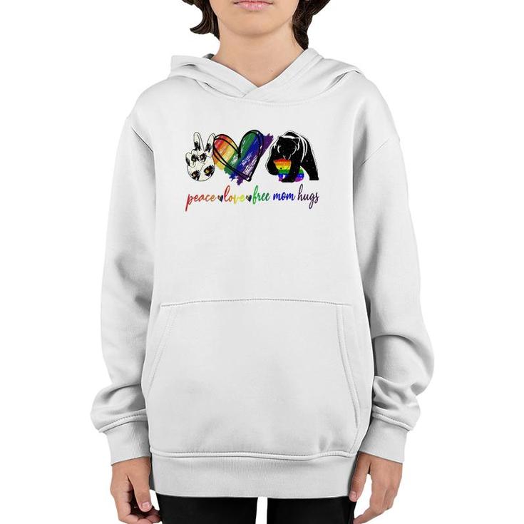 Peace Love Free Mom Hugs Bear Lgbt Mother's Day Youth Hoodie