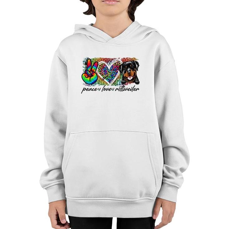 Peace Love Rottweiler Tie Dye Dog Lover Mother's Day Youth Hoodie