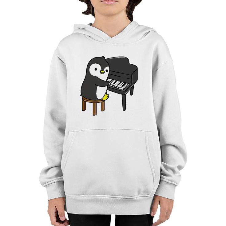 Penguin Playing Piano Pianist Gift Youth Hoodie