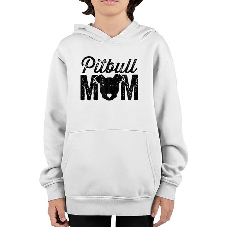 Pit Bull Mom Dog Lover Mother's Day Pitbull Face Zip Youth Hoodie