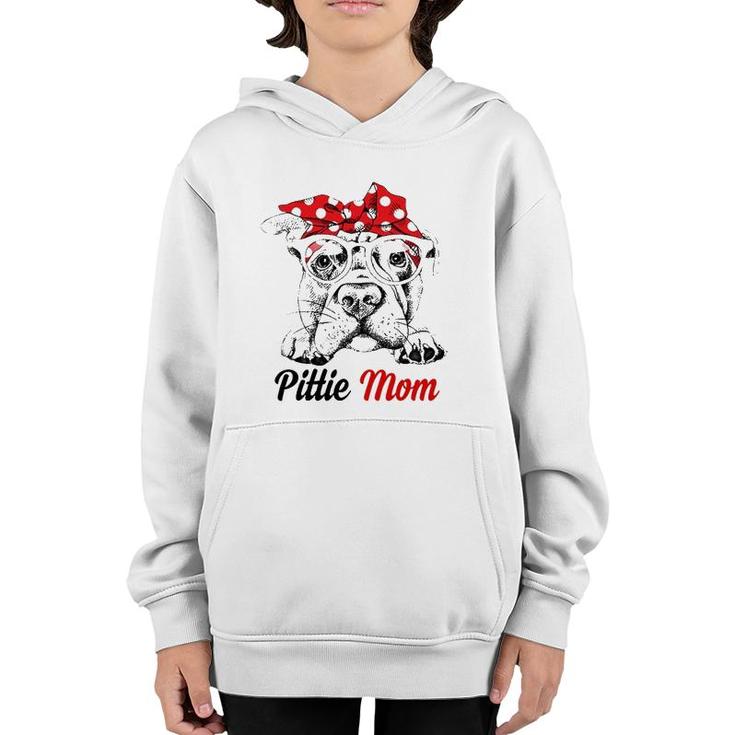 Pittie Mom With Red Bandana Headband Dog Mom Mother's Day Youth Hoodie