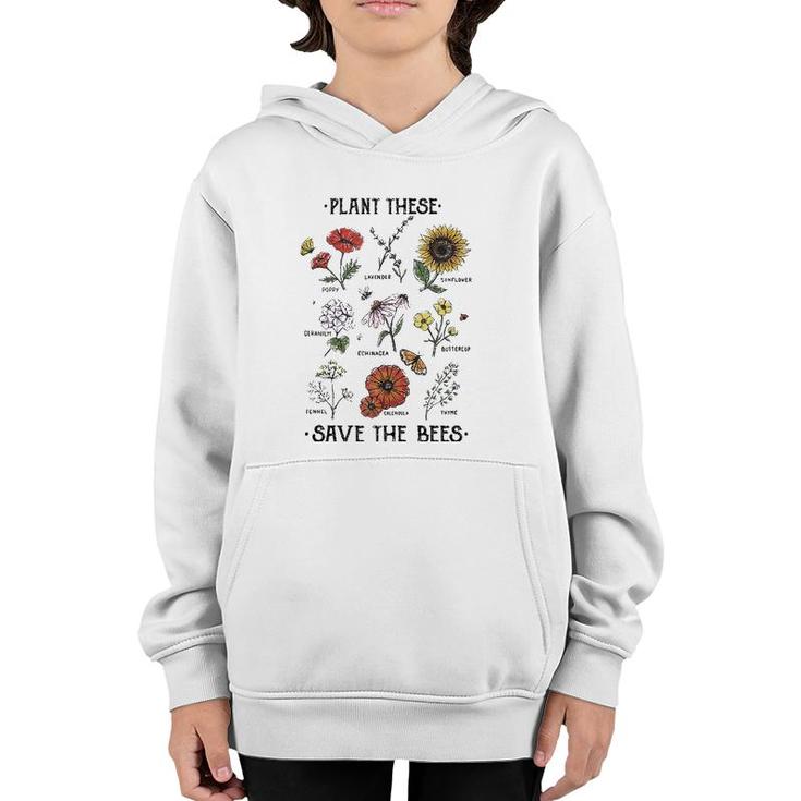 Plant These Save The Bees Flowers Gardening  Youth Hoodie