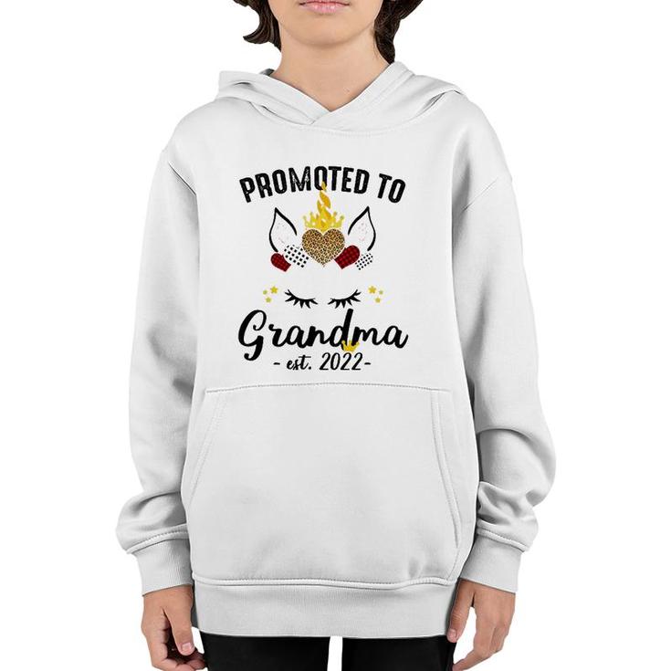 Promoted To Grandma 2022 Grandmother Unicorn Family Matching Youth Hoodie