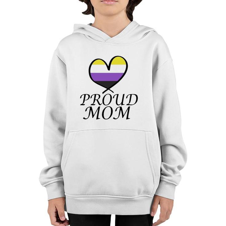 Proud Mom Heart Flag Lgbt Gay Pride Support Nonbinary Lgbtq  Youth Hoodie