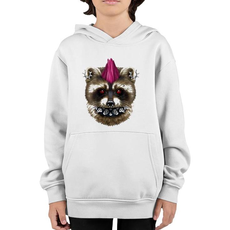 Punk Rock Raccoon With Mohawk And Heavy Metal Makeup Youth Hoodie