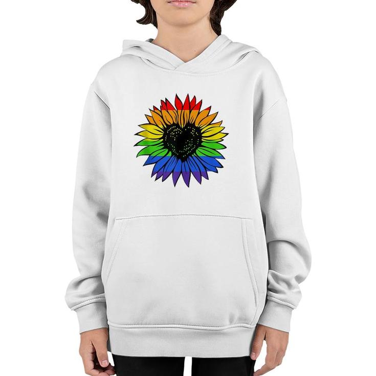 Rainbow Sunflower Lgbt Gay Lesbian Pride  Youth Hoodie