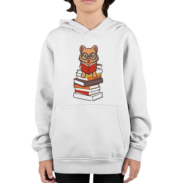 Reading And Cats Cute Cat Reading Youth Hoodie
