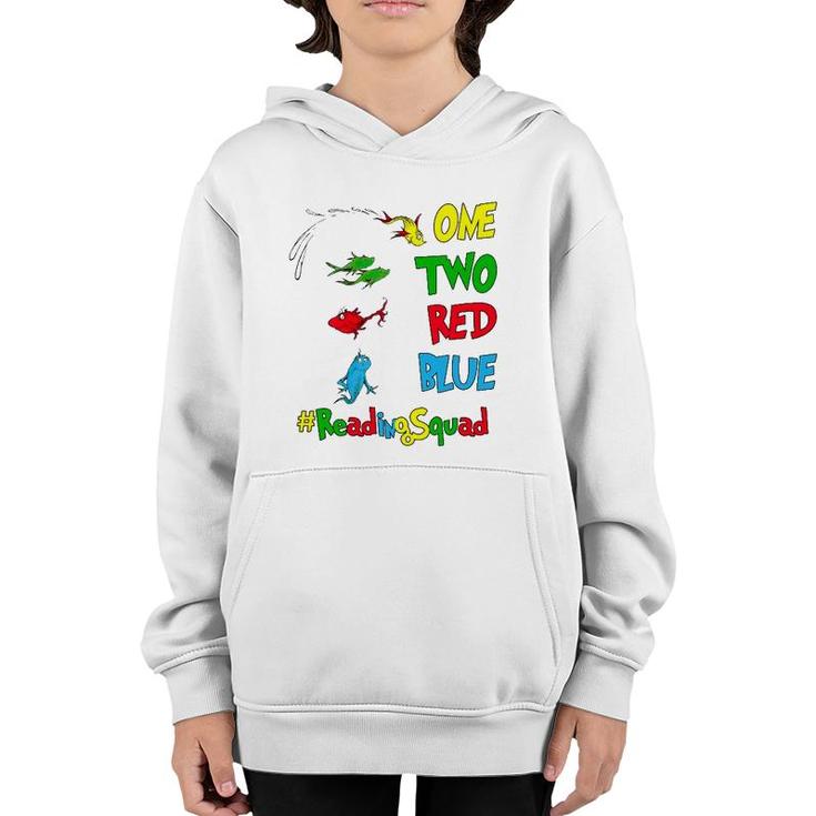 Reading Teacher Squad One Two Red Blue Fish Youth Hoodie