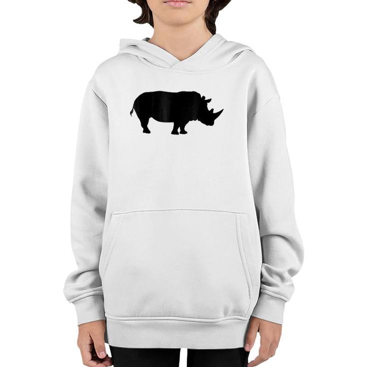 Rhinoceros Solid Black Silhouette  Rhino Youth Hoodie