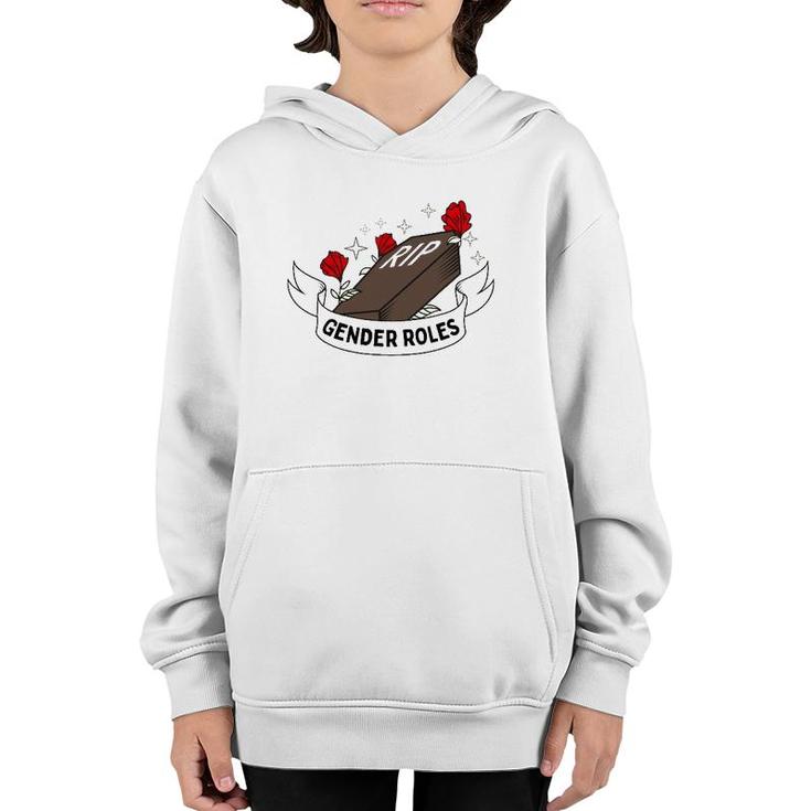 Rip Gender Roles Coffin Design Non Binary Youth Hoodie