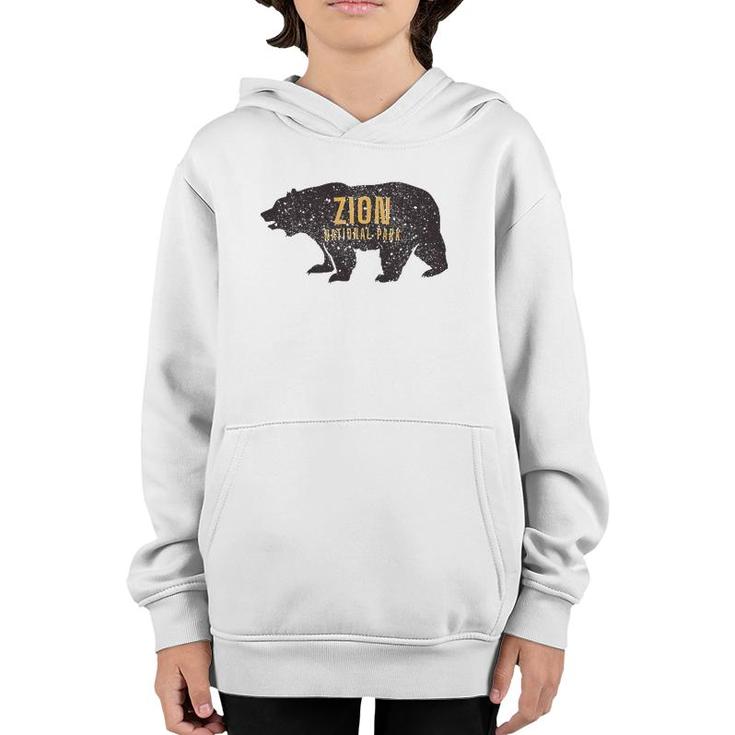 Road Trip Mount Zion National Park Bear Graphic Retro Youth Hoodie