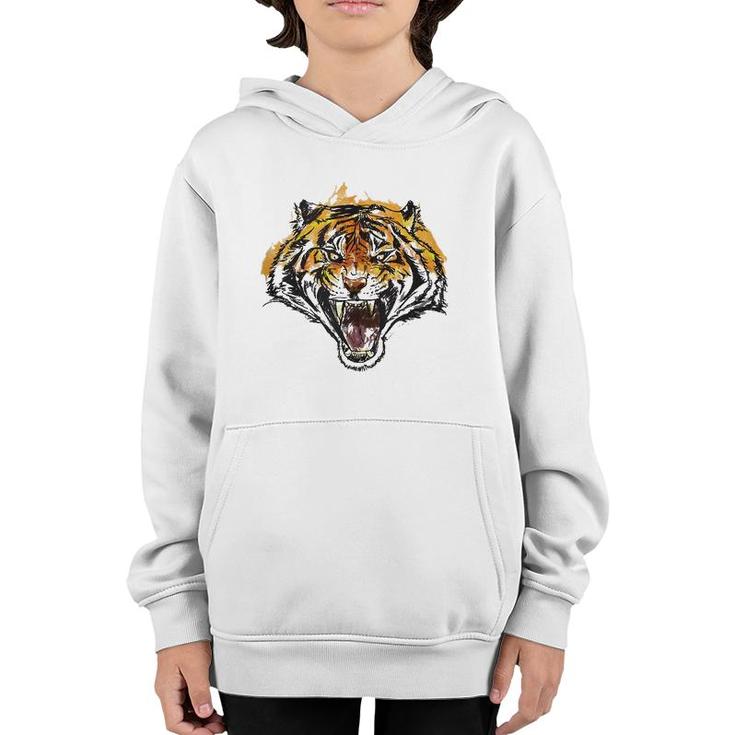 Roaring Tiger Fierce And Powerful  Youth Hoodie
