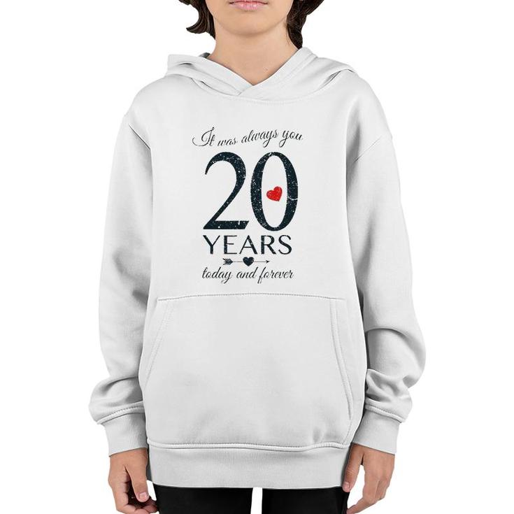 Romantic Couples 20Th Wedding Anniversary Youth Hoodie