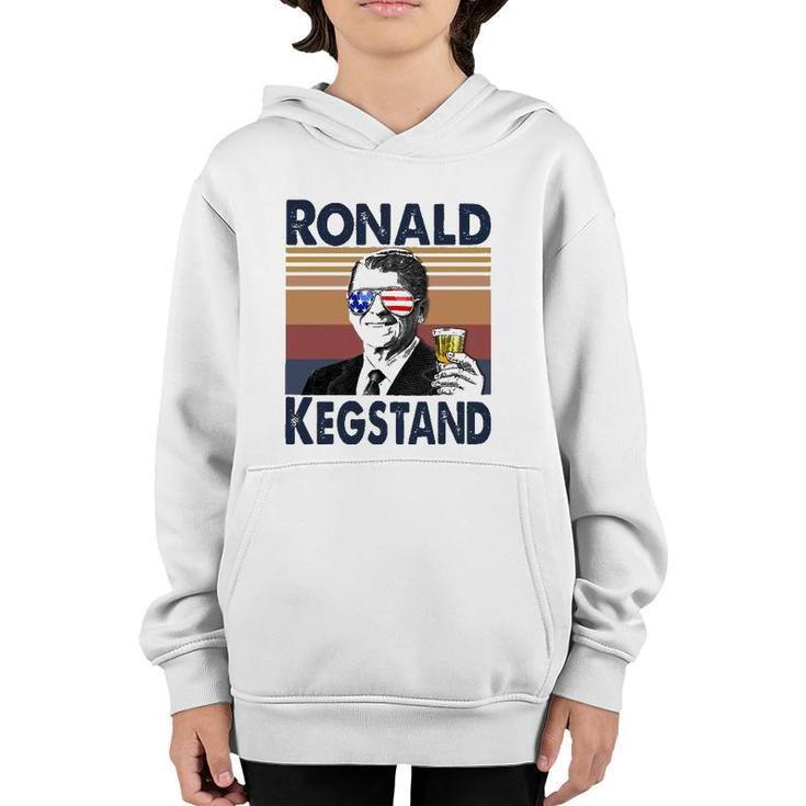 Ronald Kegstand 4Th Of July Independence Day Us Flag Retro Youth Hoodie
