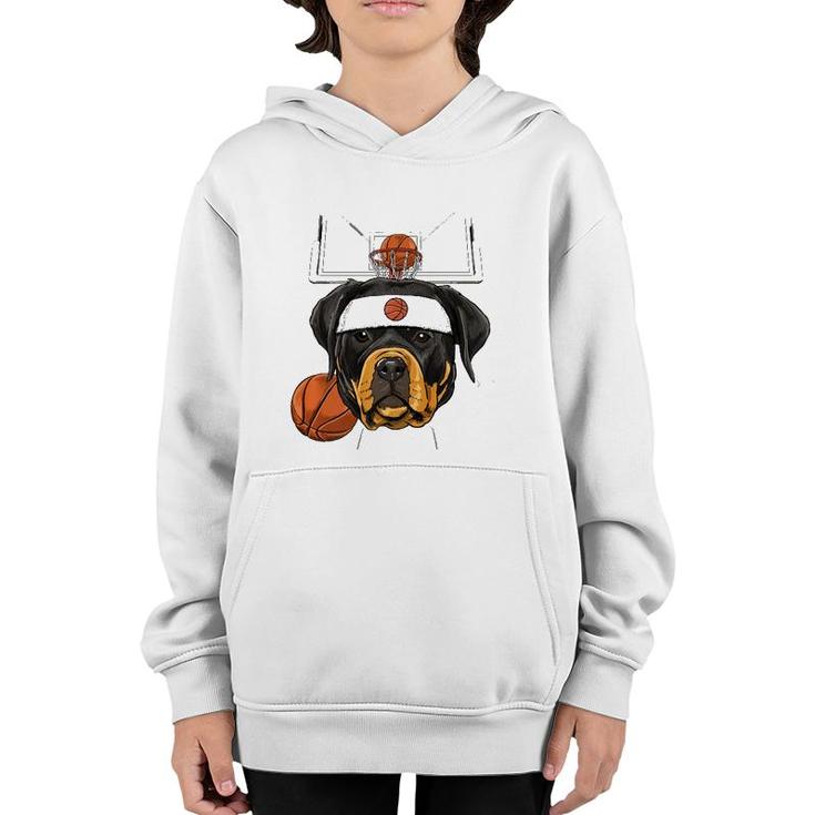 Rottweiler Basketball Dog Lovers Basketball Player  Youth Hoodie