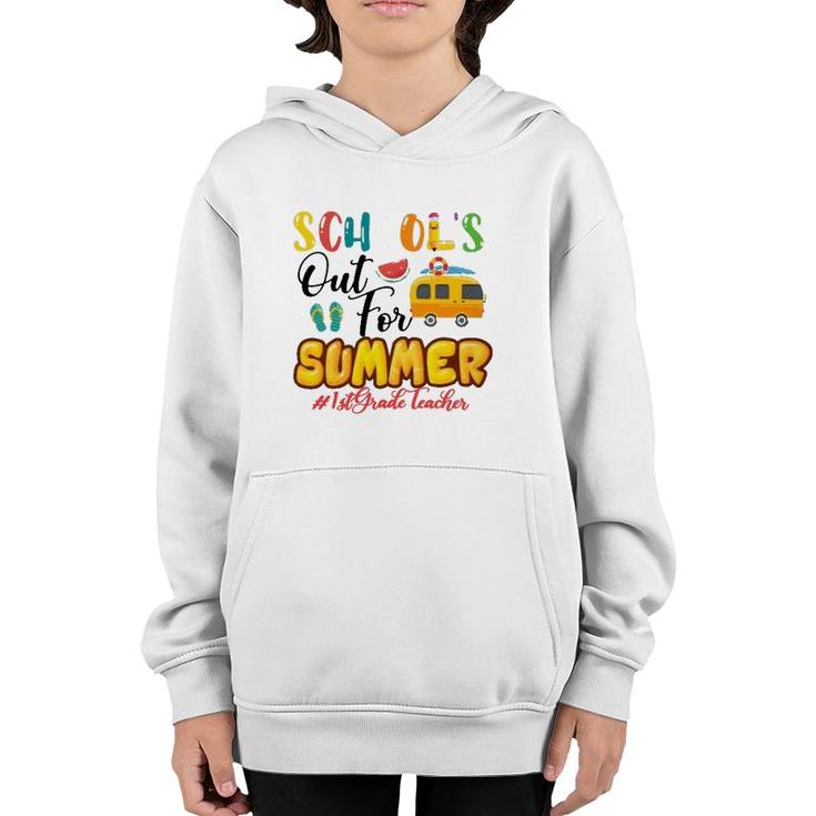 School's Out For Summer 1St Grade Teacher Beach Vacation Van Car And Flip-Flops Youth Hoodie