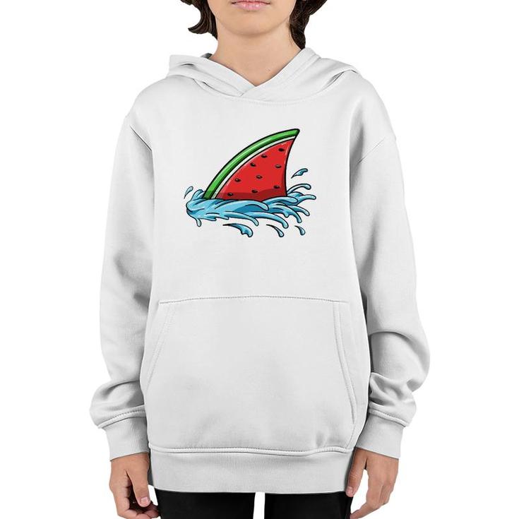Shark Watermelon Lover Fish Fin Summer Fruit Slice Seeds Youth Hoodie