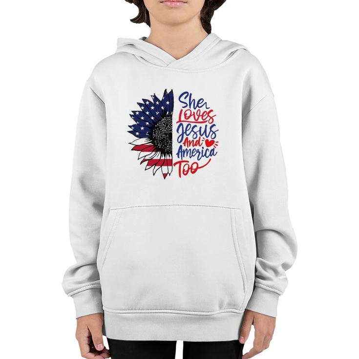 She Loves Jesus And America Too Youth Hoodie
