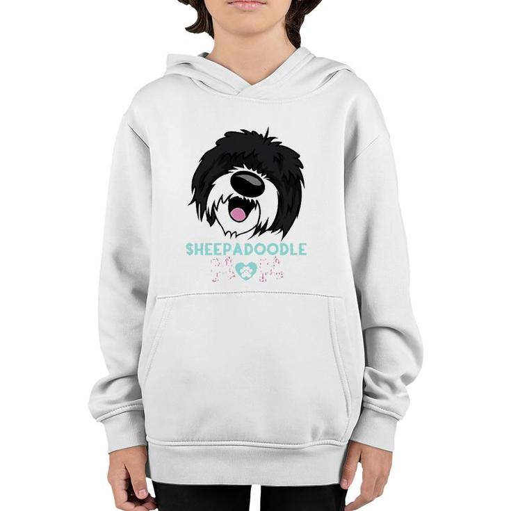 Sheepadoodle Mom Funny Dog Sheepadoodle Lovers Funny Illustration Gift For Mom Essential Youth Hoodie